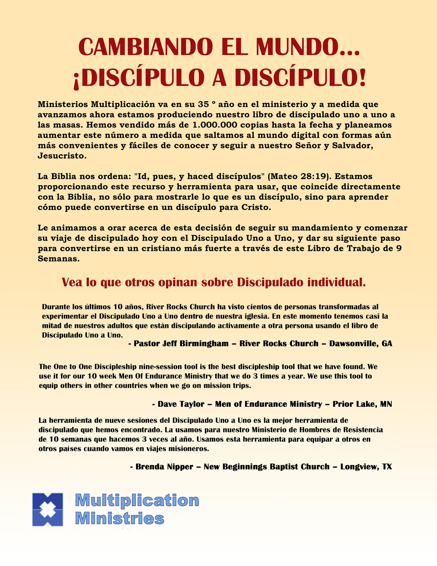 One-to-One Discipleship - Spanish